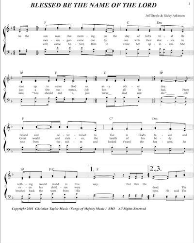 Blessed Be The Name sheet music